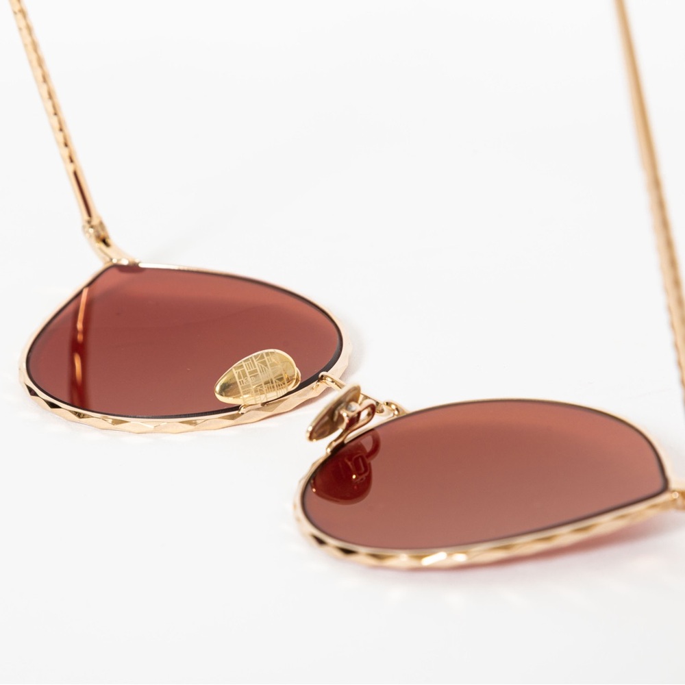 SOLD - AHLEM Place des Alpes Champagne Gold Cat Eye Sunglasses — Rosy Brwn Lens - Picture 10 of 15